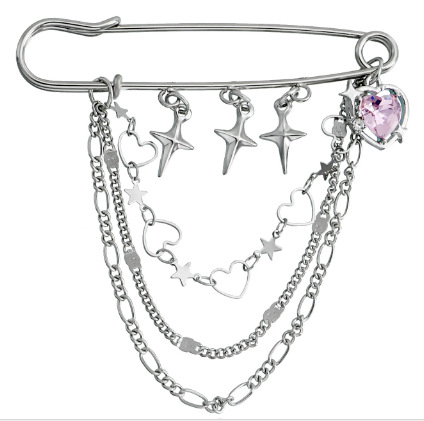 Accessories Paperclip Chain Brooch Men Women Punk Hip Hop Love Pin Suit Tassel Accessories