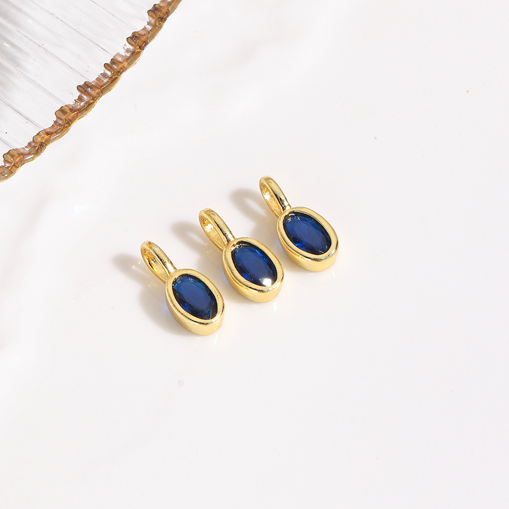 Fresh sweet geometric colored oval zircon small pendant, bracelet necklace DIY jewelry pendant accessories production