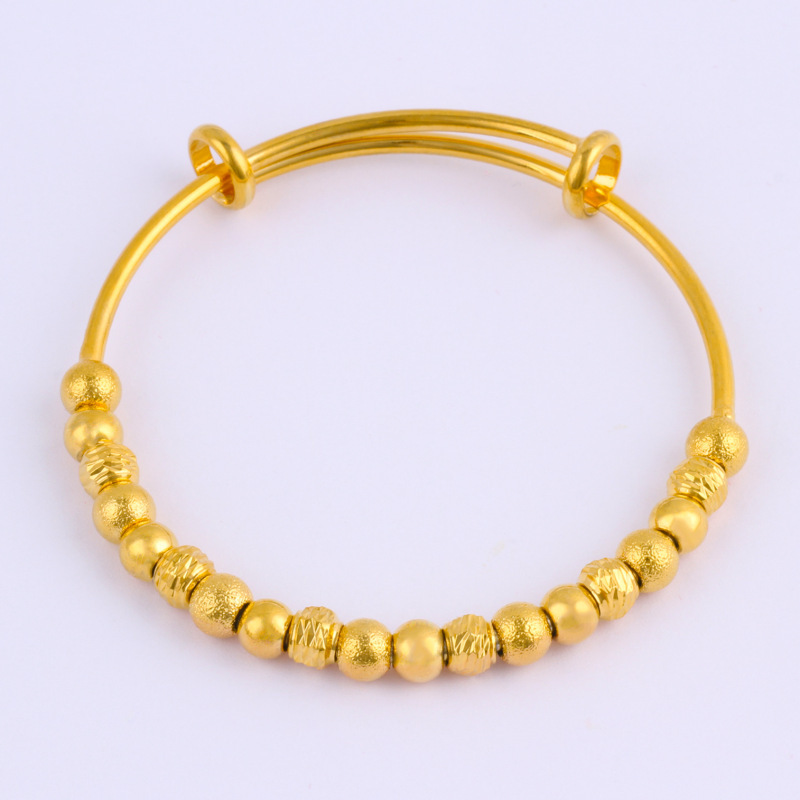 Inside and outside one color copper gold-plated ancient method sand gold bracelet imitation gold bracelet women open push-pull bangle gold shop