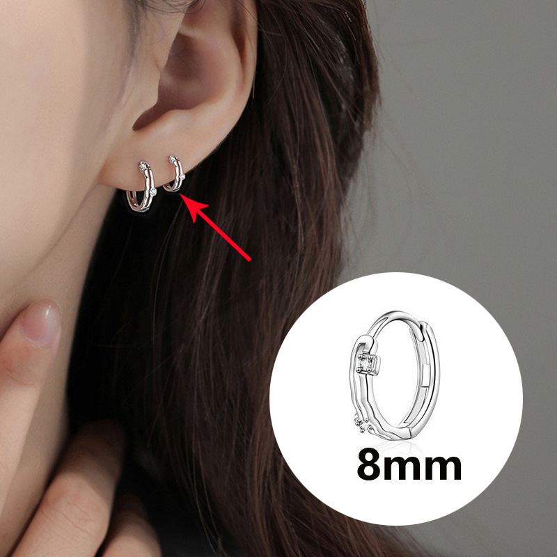 Plain Earring Hoop OL Commute Student Circle Earring Small Simple Zircon Twist Ear Cuff Mobius Ring Earring