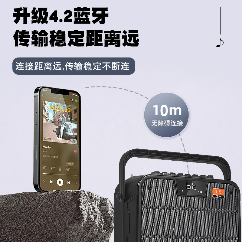 Zhisheng Bluetooth Speaker Square Dance Audio Outdoor K Song Portable Handheld Sound Card KTV Live All-in-One