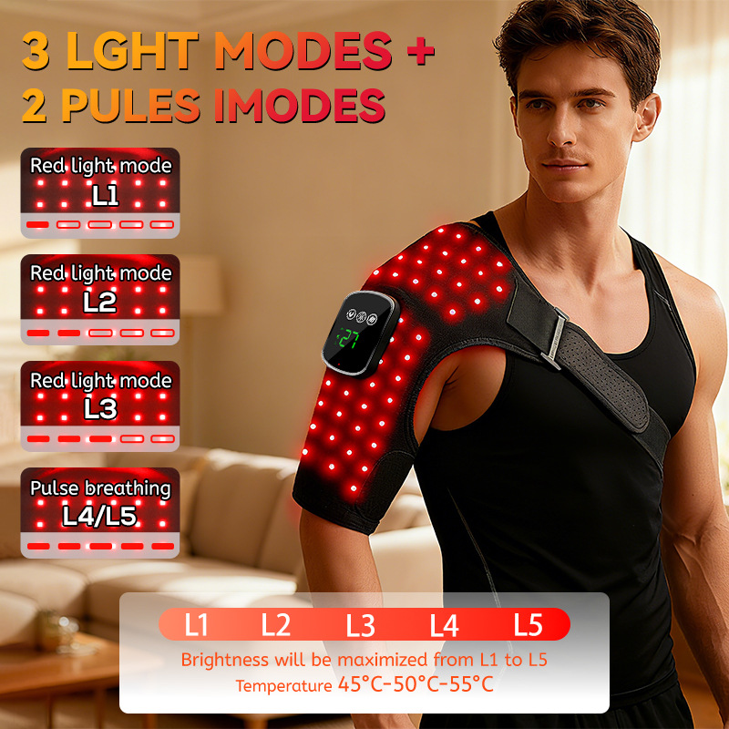 Red Light Physiotherapy Vibration Hot Compress Shoulder Guard Electric Heating Physiotherapy Red Light Heating Pulse Massage Infrared Shoulder Guard