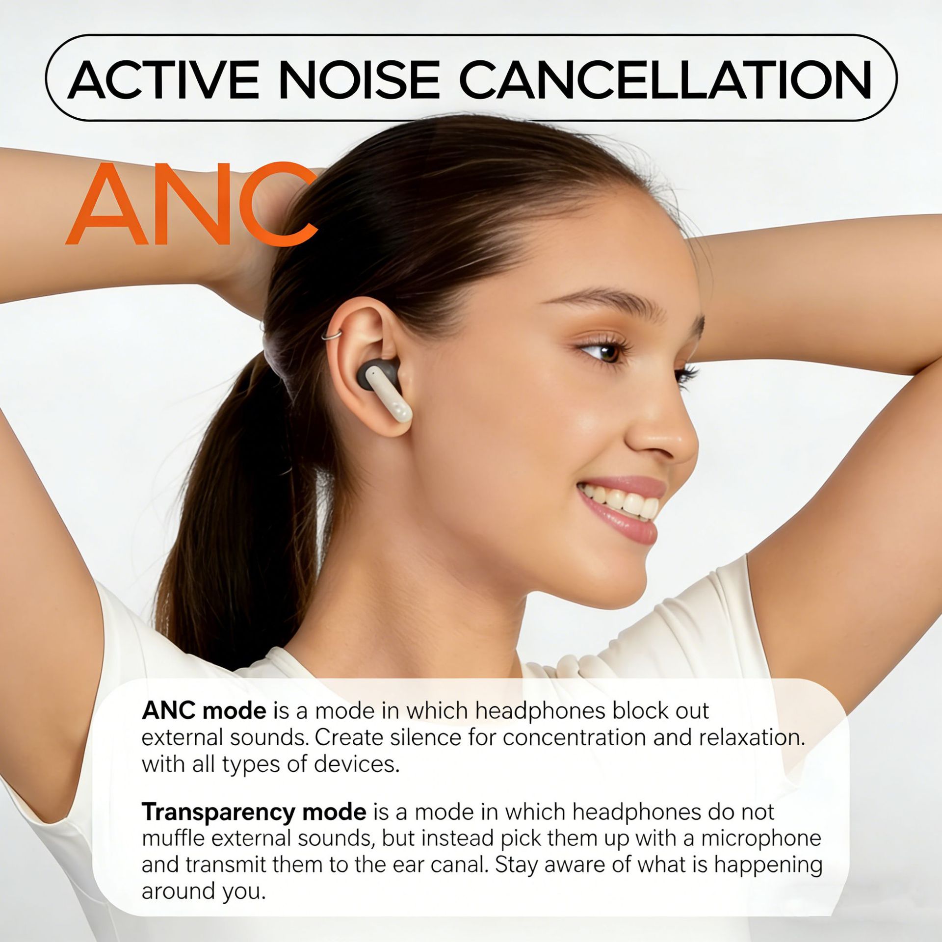 IVANTE Private Mold S1 Quad-Mic ENC Call ANC Noise Reduction Low Latency Wireless TWS In-Ear Bluetooth Headphones