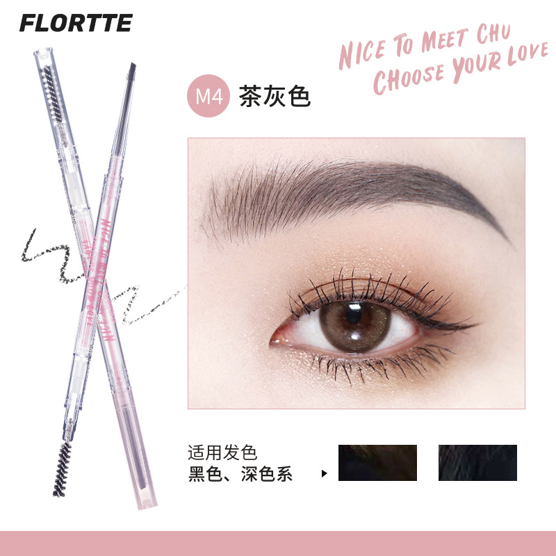 Authorized Flortte Double-Ended Ultra-Fine Eyebrow Pencil and Eyebrow Powder Makeup