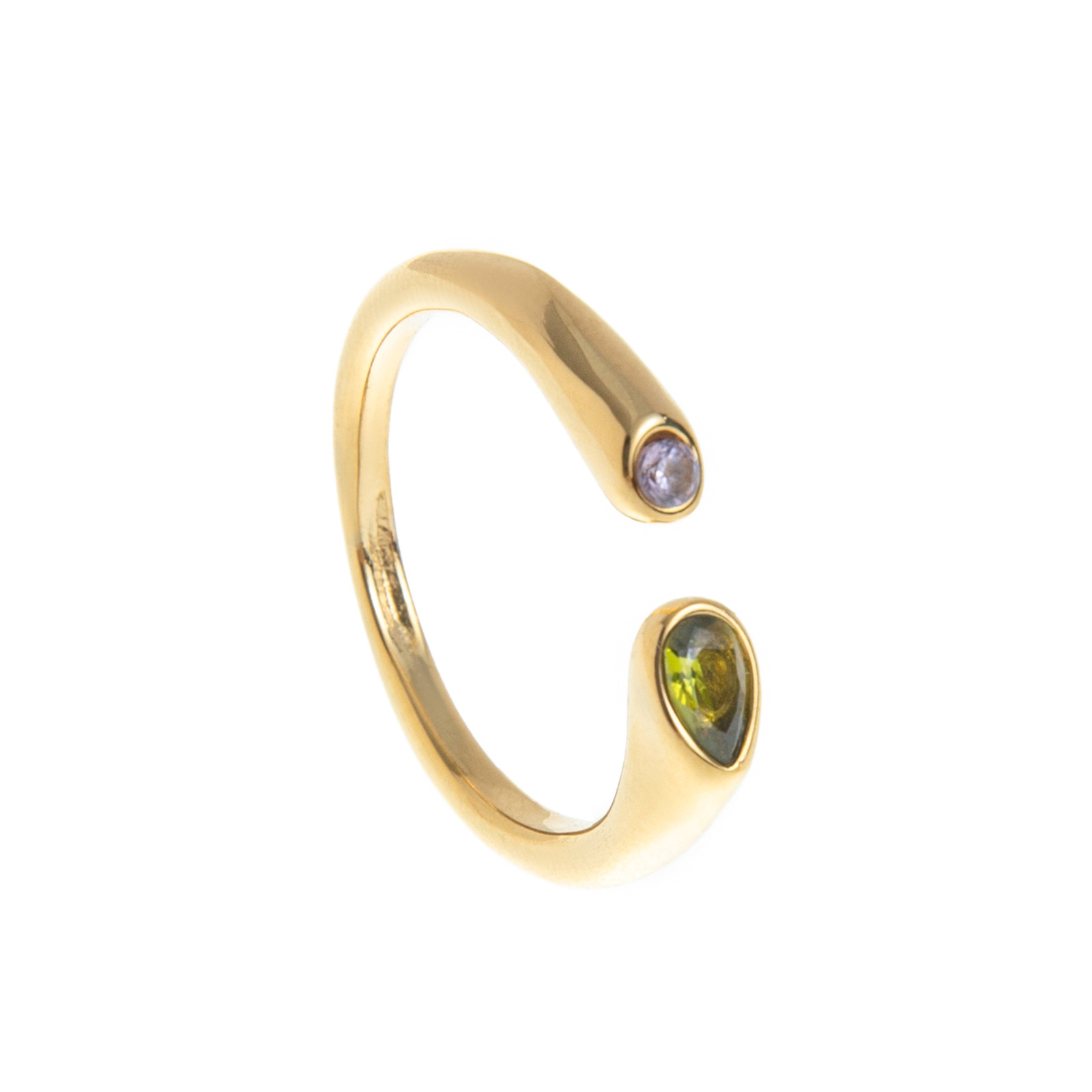 Stainless steel December birthstone ring 12-month birthstone ring vacuum electroplated 18k real gold