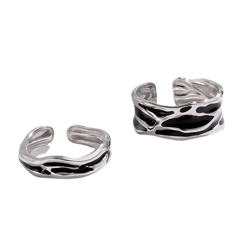 Stainless steel couple ring drip oil titanium steel open couple ring ring accessories
