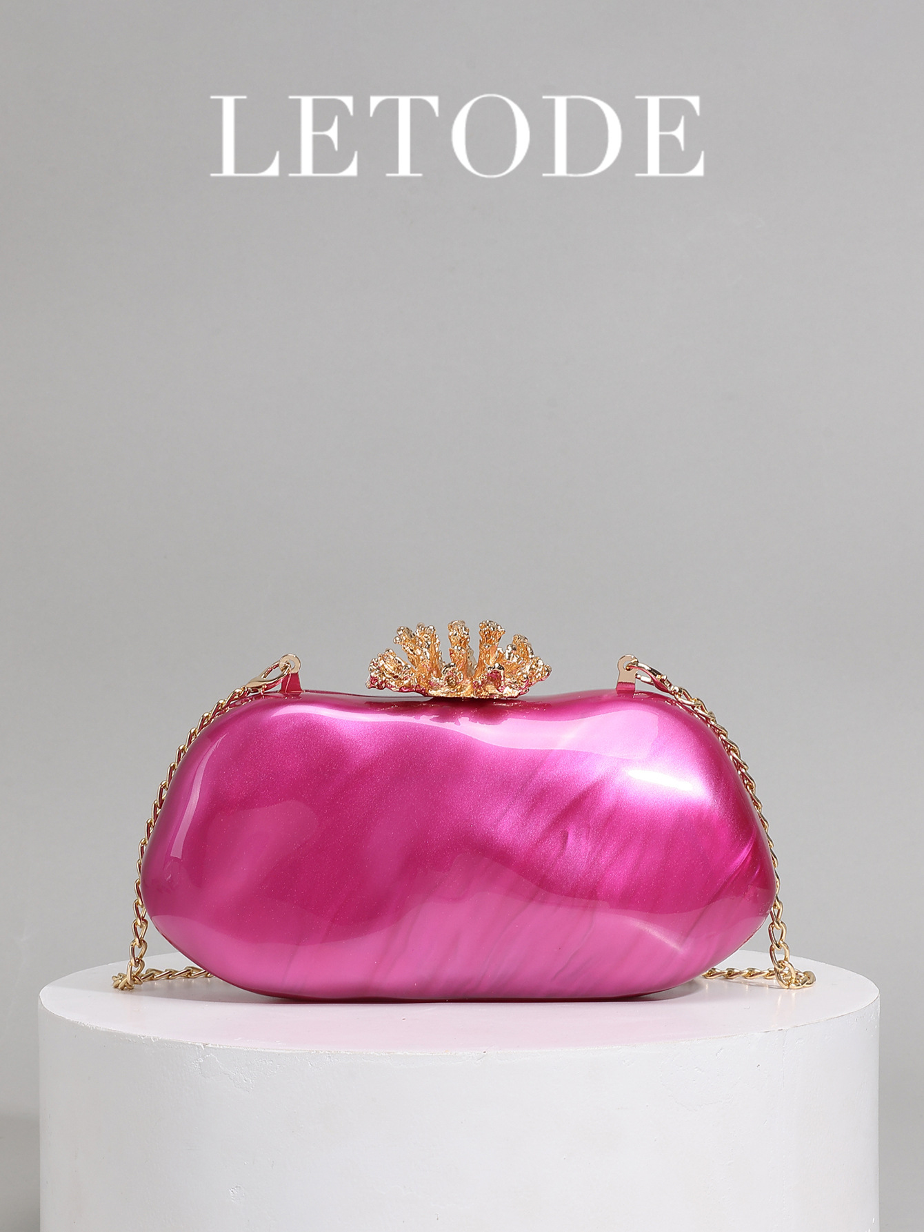 New Flower Mold Pressed Pure Color Acrylic Evening Bag Irregular Clutch Chain Bag