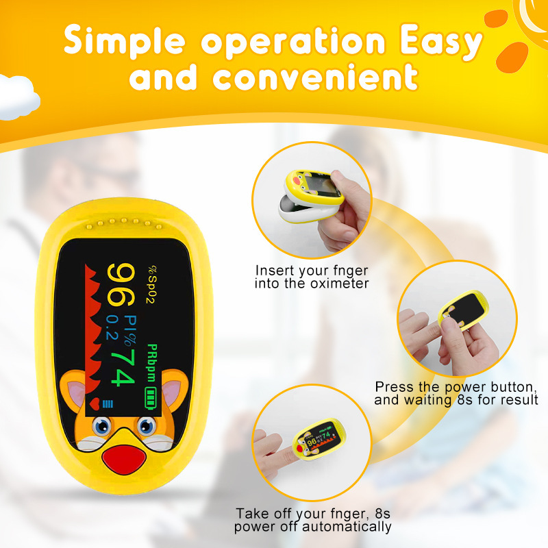 Children Oximeter Finger Clip Pulse Oxygen Saturation Monitor Sleep Monitoring Heart Rate Child Monitor