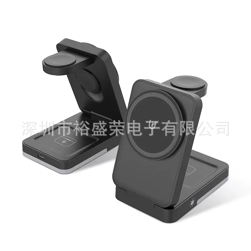 New Foldable Magnetic 3-in-1 Wireless Charger with Night Light Vertical Fast Charging for Apple Phone Wireless Charger