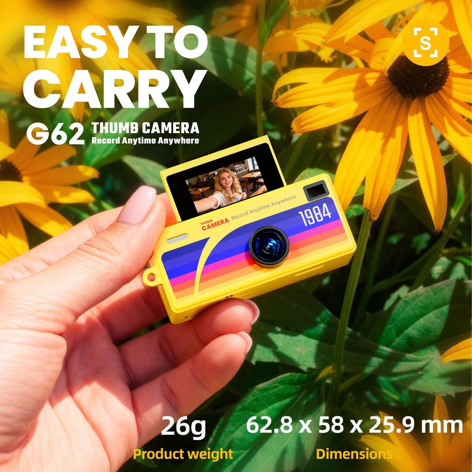 New product G62 thumb camera backpack pendant flip screen camera student party portable high-definition camera