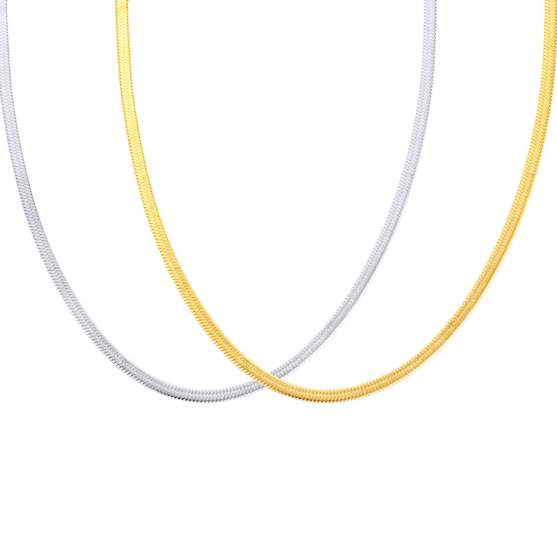 Titanium Steel Snake Bone Necklace Layered Women's Flat Snake Blade Collarbone Chain Thick 3/4/5/6MM Accessories