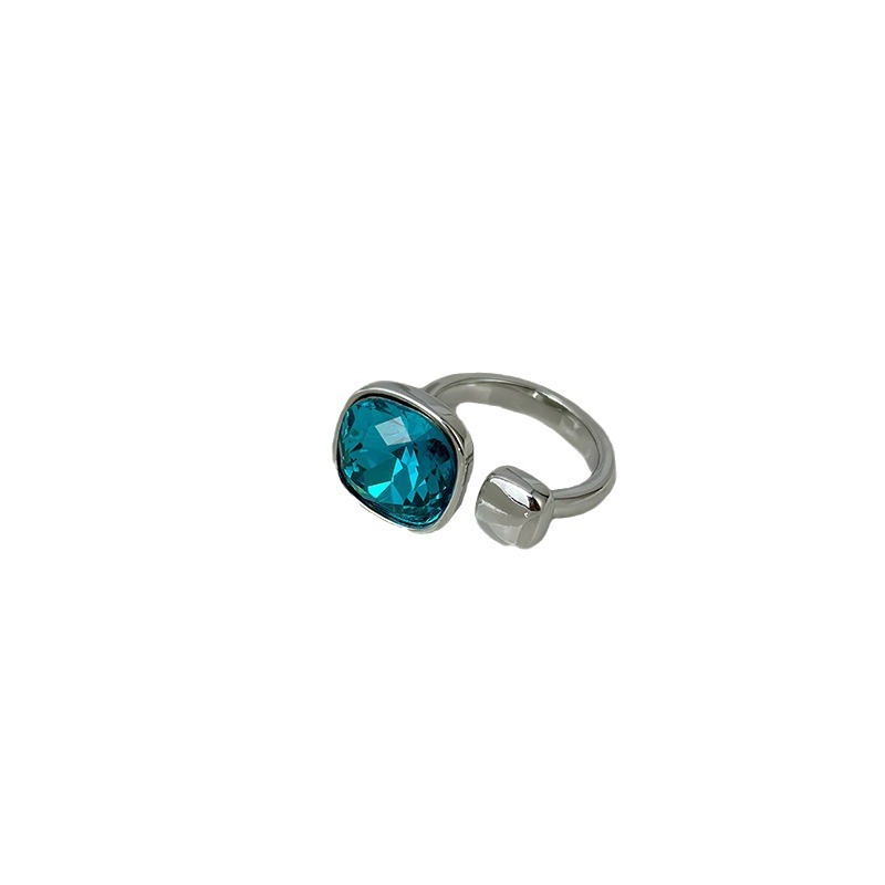 Blue Gemstone Open Ring for Women Delicate Index Finger Ring Vintage Style