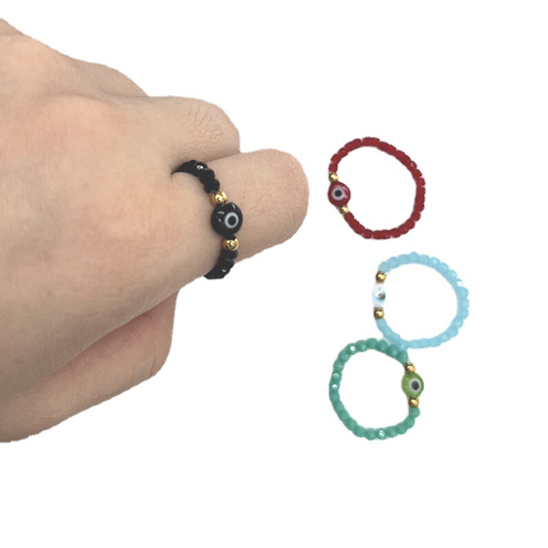 Fengxin Women's Fashionable Hand Accessories: Colorful Stretch Rings, Devil's Eye Rings, and Tail Rings