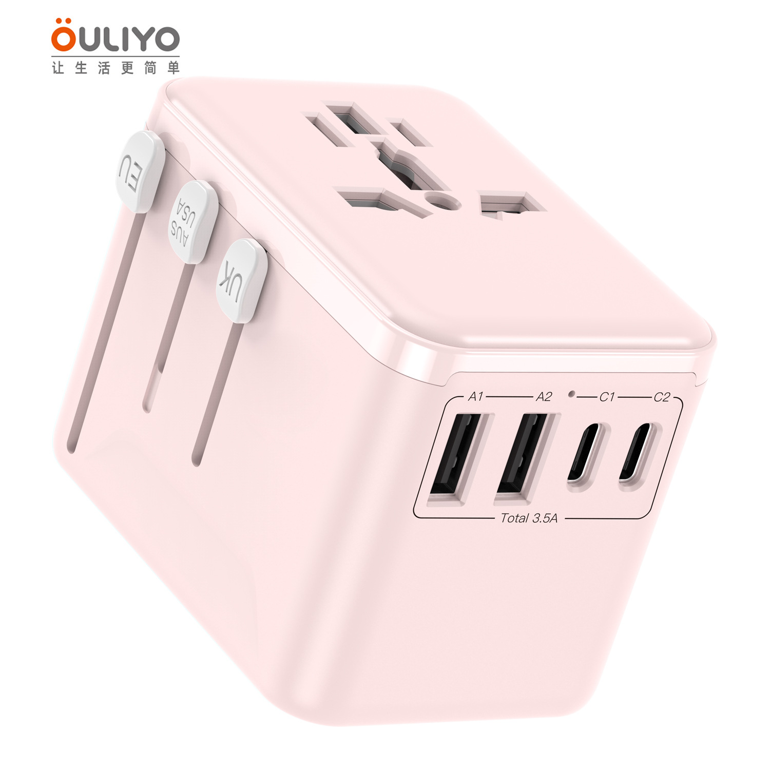 Multi-function Adapter Plug Global 2A2C Fast Charging 3.5A Socket Converter Multi-country Travel Plug