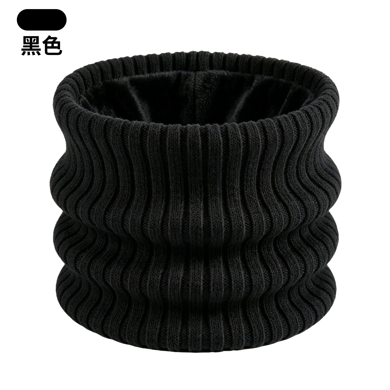 Winter Adult Neck Gaiter Double-Layer Fleece-Lined Thick Warm Unisex High-Neck Wool Knit Scarf Windproof