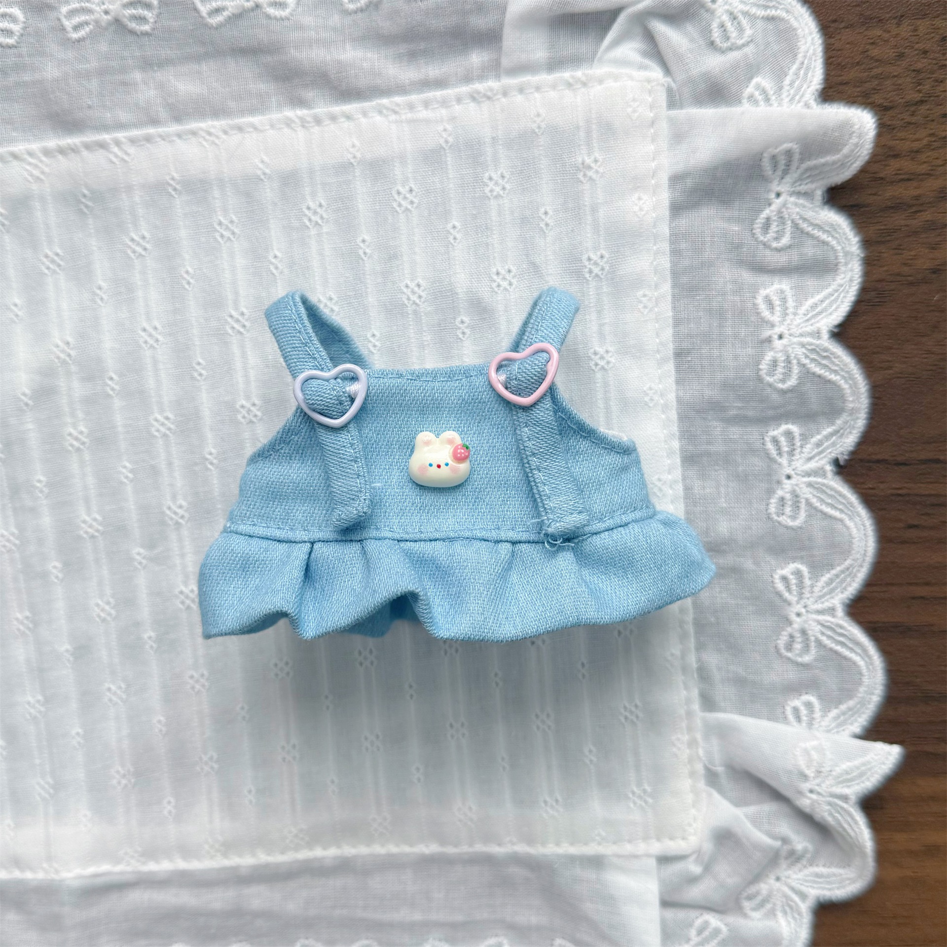 New Labubu doll clothes plush elastic polka dot T-shirt crying baby Nyota denim skirt doll replacement clothes
