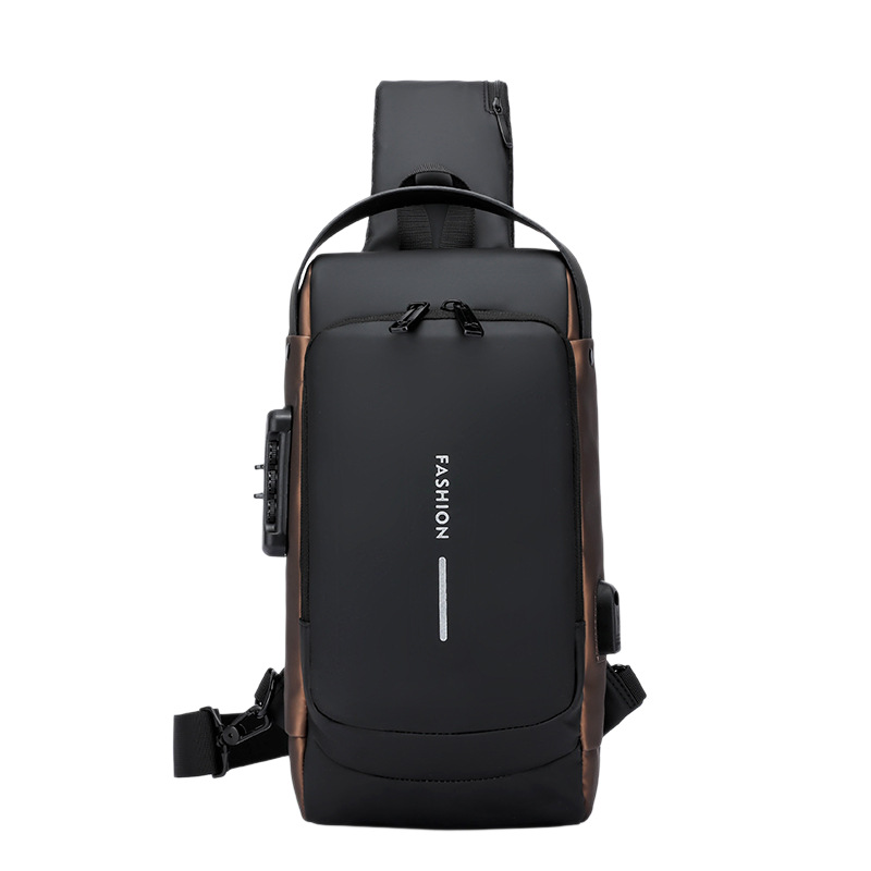 Men's motorcycle password lock anti-theft chest bag shoulder bag cycling backpack multifunctional USB crossbody bag