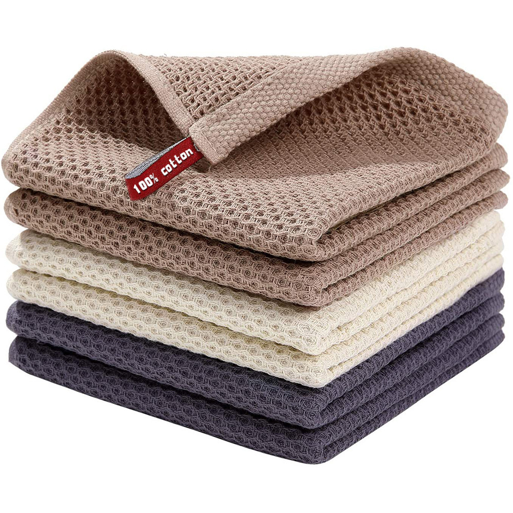 Dishcloth Cotton Square Towel Dishcloth Hand Towel Tea Towel Daily Honeycomb Absorbent Cotton Breathable Kitchen Clean Non-greasy