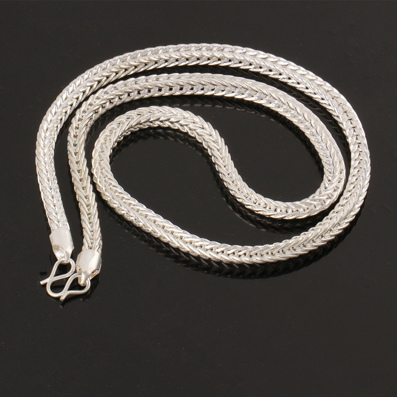 Men's Miao silver necklace imitation silver dragon pattern cloth dragon head dragon bone fox tail bamboo joint silver-plated necklace jewelry