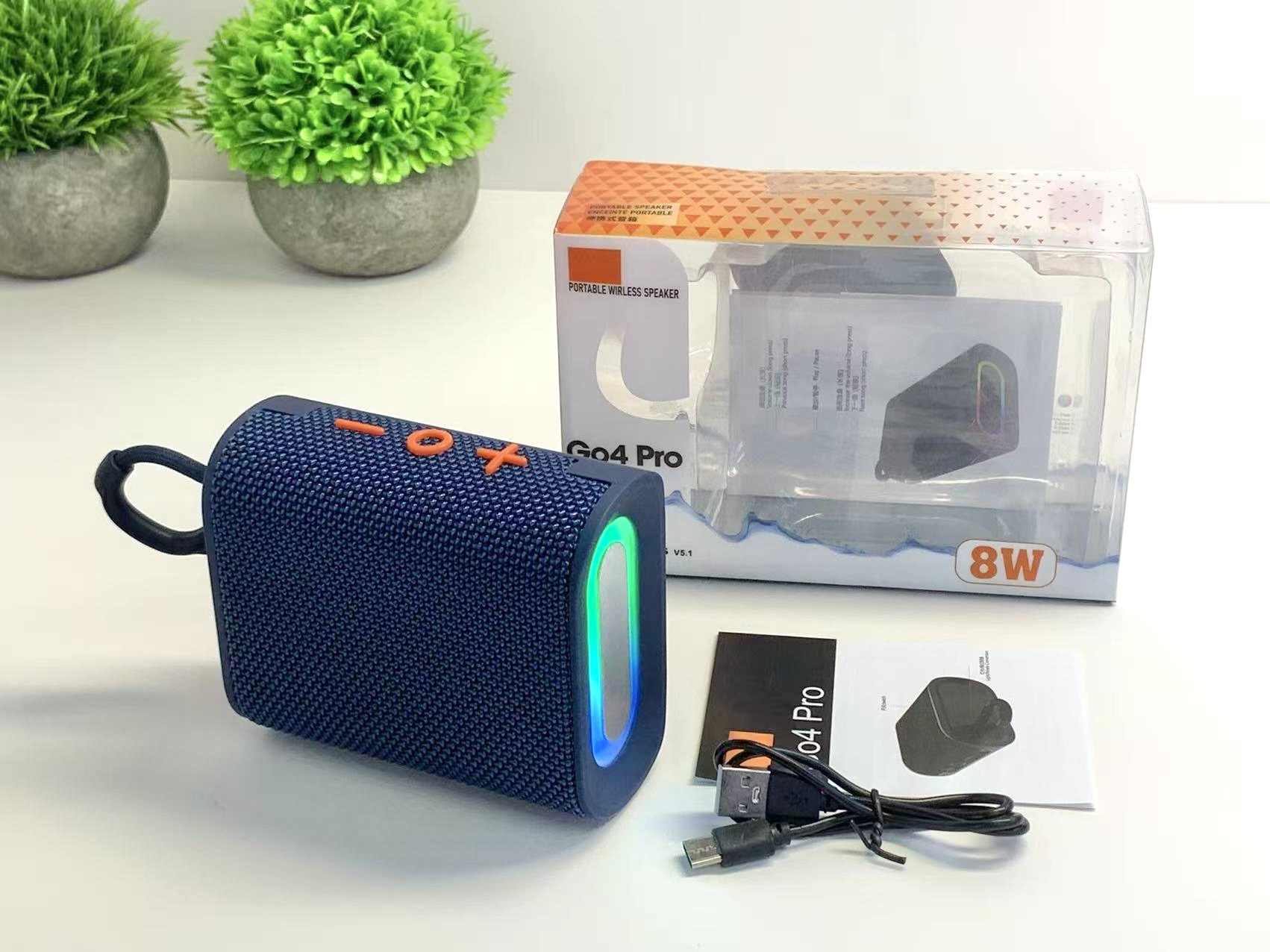 GO4PRO Bluetooth Speaker with Ambient Light Outdoor Loud Volume Home Desktop High Quality Bass Mini Speaker