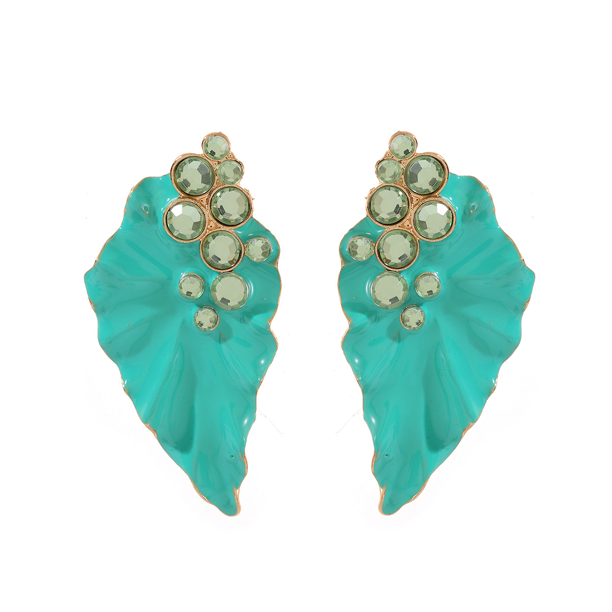 ZA exaggerated white enamel petal drop earrings rhinestone earrings for women ear accessories
