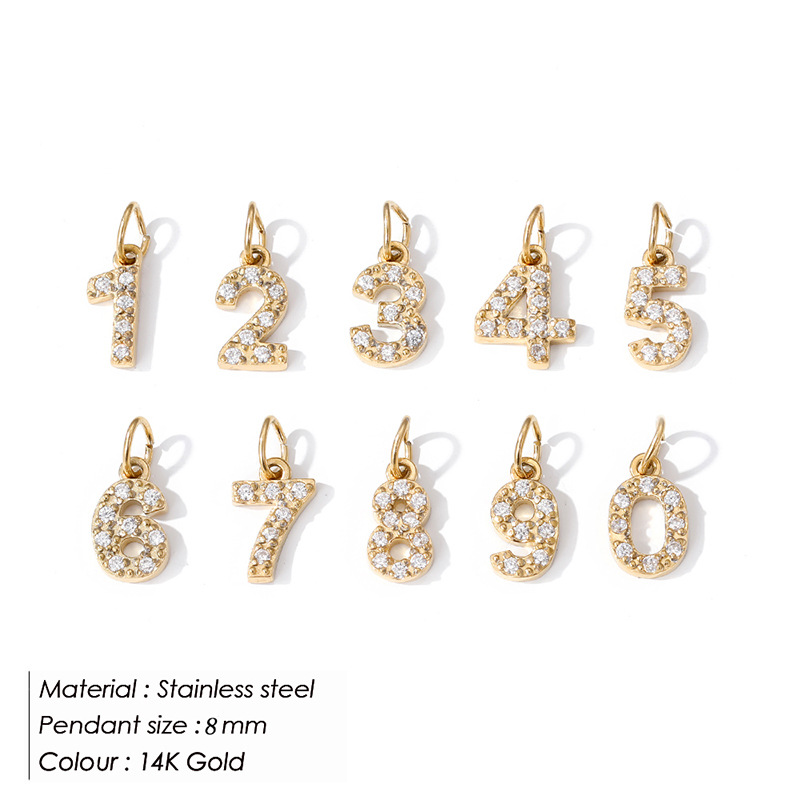 eManco Full Diamond Stainless Steel Jewelry Accessories Letter Single Pendant DIY Zircon Necklace Bracelet Charm