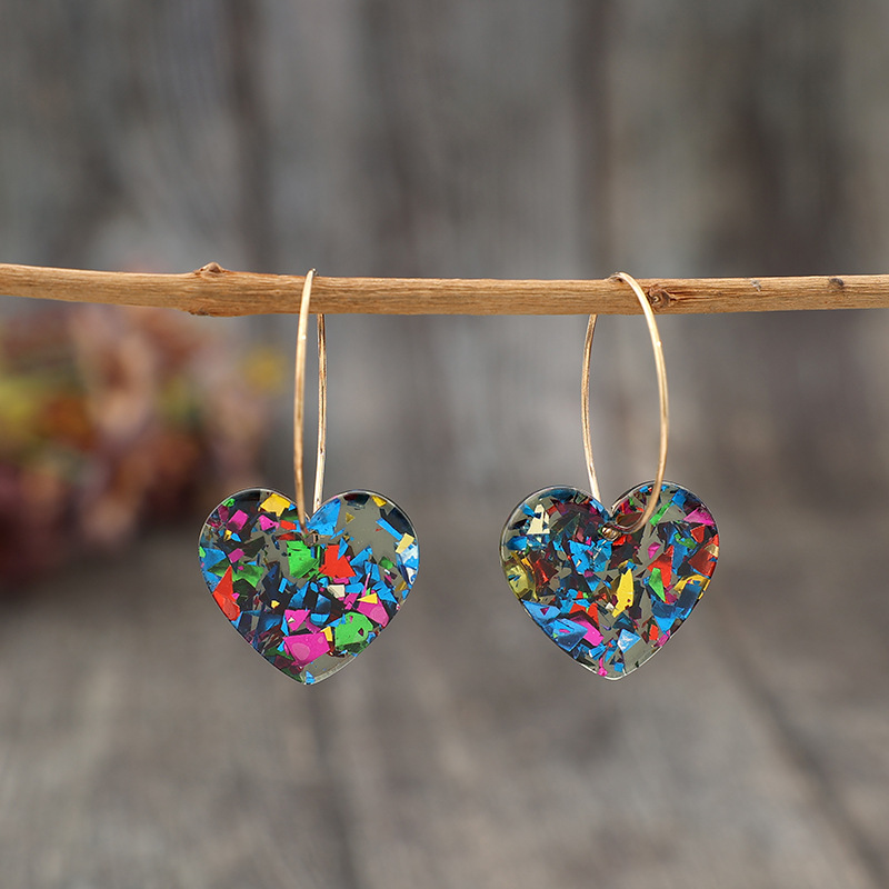 eBay New Valentine's Day Series Hyuna Style Sequins Transparent Heart Shape Multicolor Women Earrings Ear Jewelry