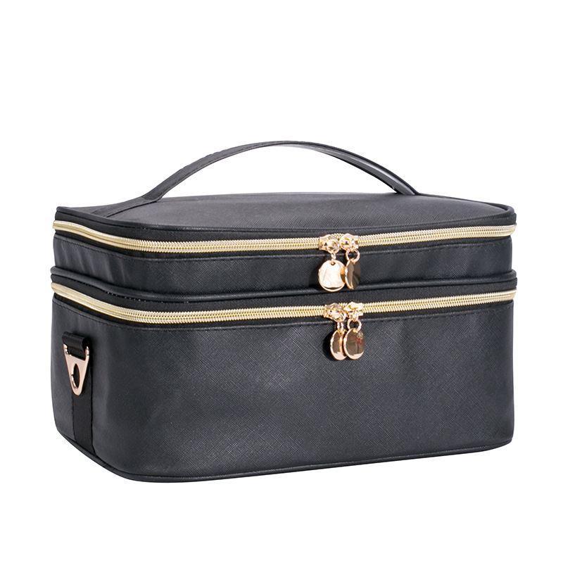 New Marble Large Capacity Cosmetic Bag Travel Toiletry Bag Double-Layer Waterproof Shoulder Crossbody Bag