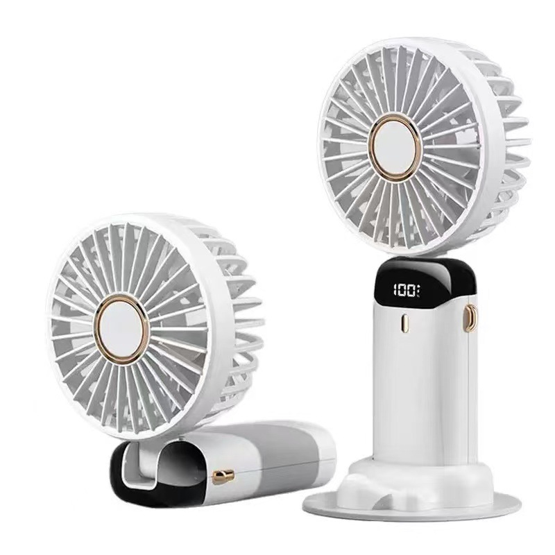 Handheld USB small fan charging silent portable strong wind student dormitory bed portable silent foldable
