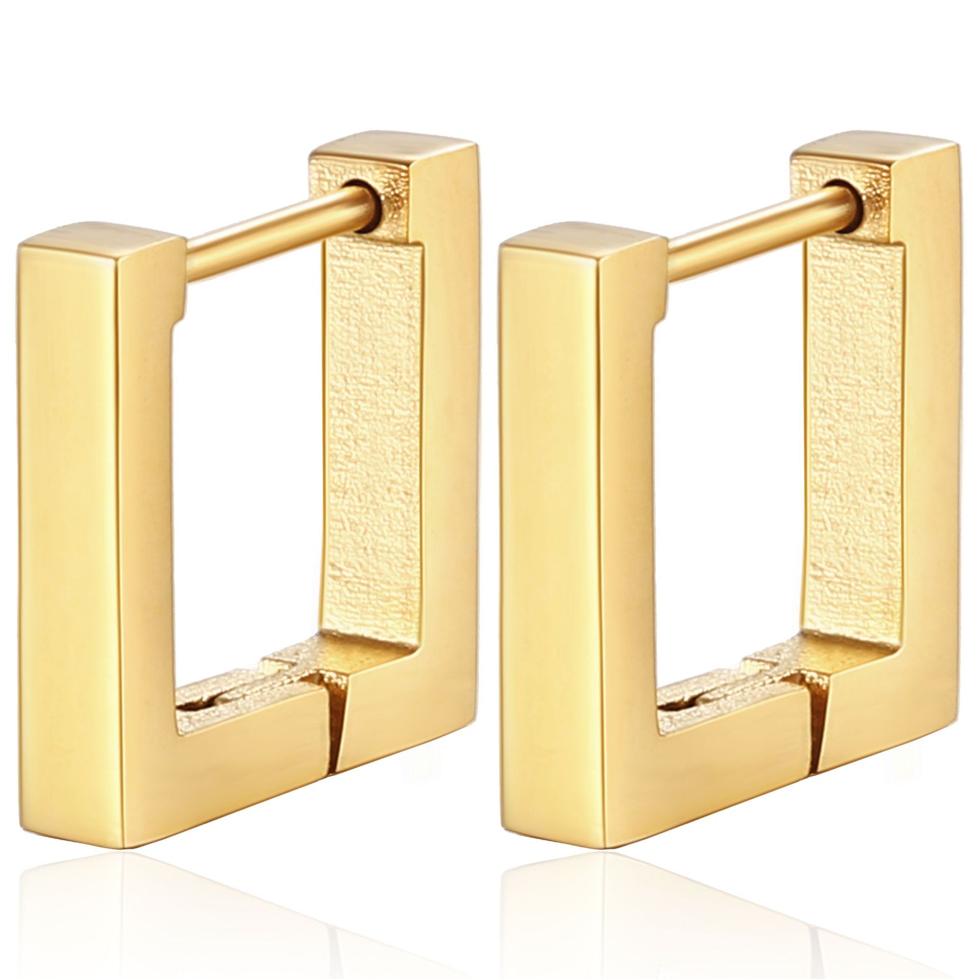 Exclusive stainless steel ear clips for women, hand-polished geometric earrings, furnace real gold ear accessories