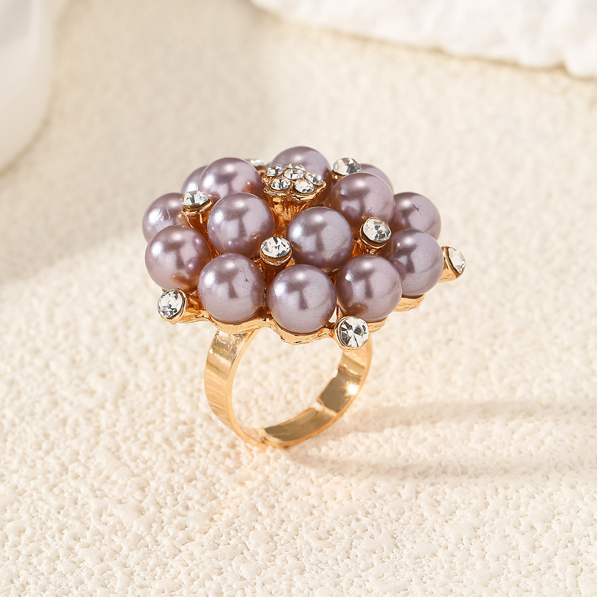 Fashion ring for index finger adjustable pearl ring