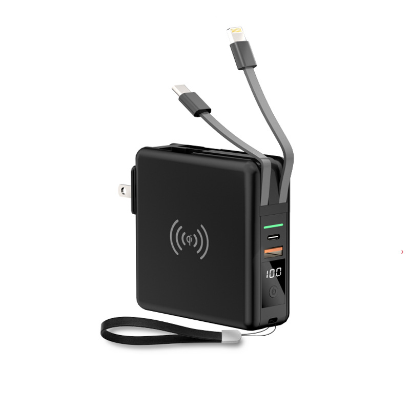 With plug PD20W fast charge with cable magnetic wireless charging bank 10000mAh five-in-one power bank
