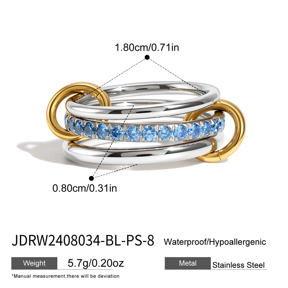 Jieding multi-layer stacking ring titanium steel pearl jewelry women stainless steel accessories
