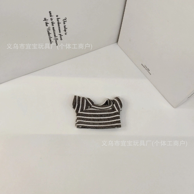 Long Leg KT 10-17cm Doll Clothes Cotton Doll Plush Toy Striped Brushed T-shirt Bag Pendant Matching Accessory Decoration Doll Clothes