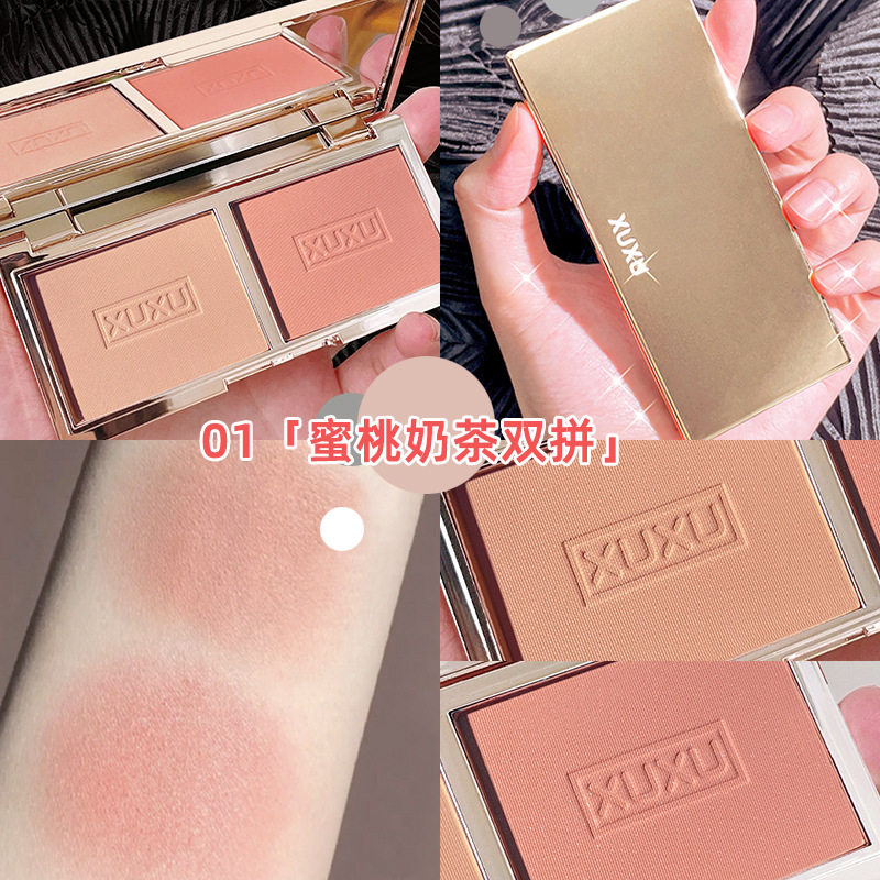 XUXU Flower Fairy Two-Color Blush Matte Natural Contour Rouge Sunburn Look 2022 New Blush Palette