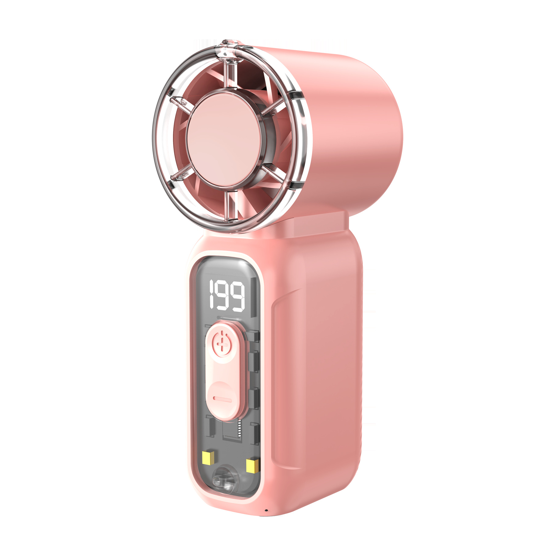 New Mini Handheld Small Fan Turbine Transparent Armor Portable Charging Outdoor High Speed Small Wind Cannon