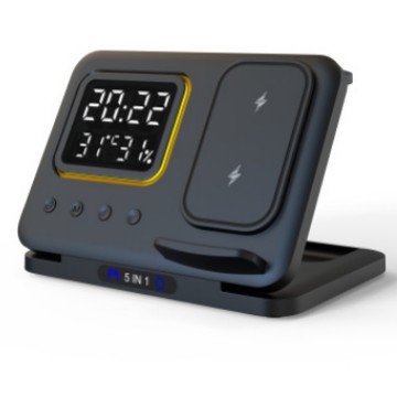 3-in-1 Wireless Fast Charging Stand 15W Smart Digital Clock Magnetic Charger Multi-Functional Desktop Phone Holder