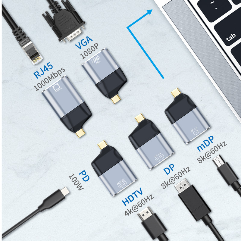 Type-C female to HDTV computer monitor adapter 4K@60HZ DP1.4 high-definition conversion