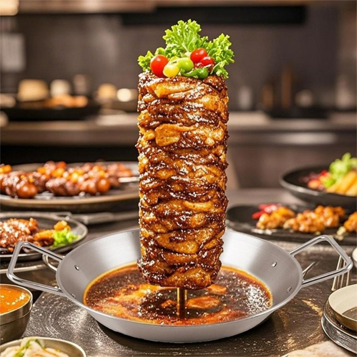 Household Stainless Steel Vertical Screw BBQ Pot Accessories Detachable Roast Chicken Pan Roast Meat Pan Set