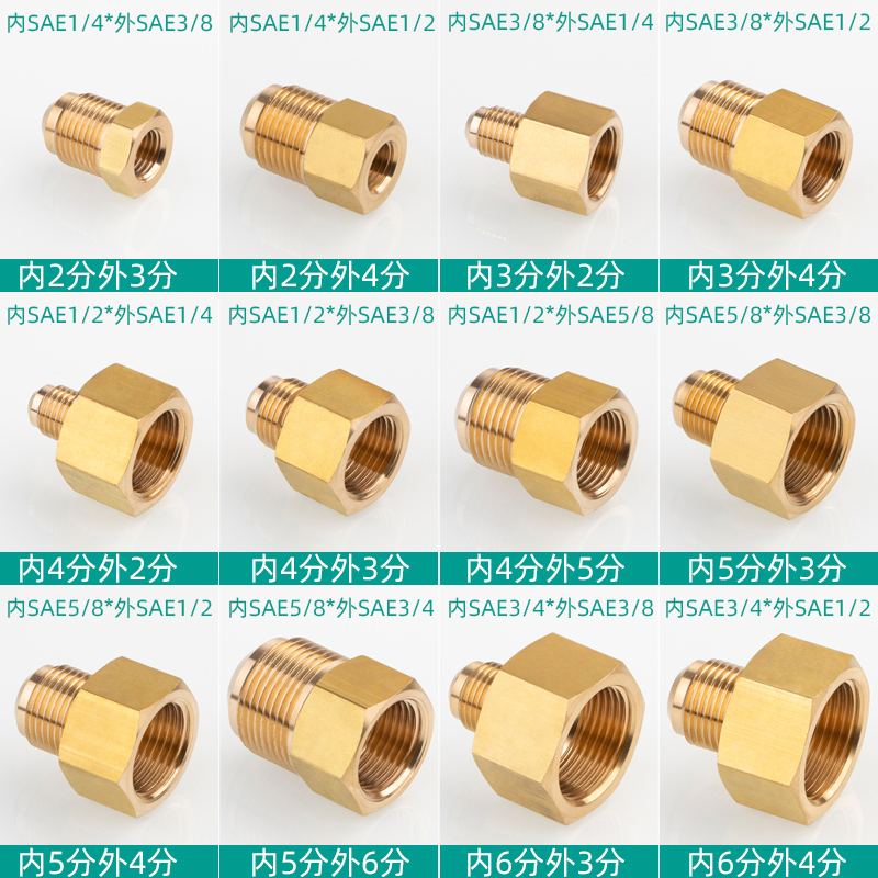 5ZW5OJG Air Conditioner Copper Tube Internal and External Adapter 2/3/4/5/6 Points Copper Tube Size Reducing Adapter