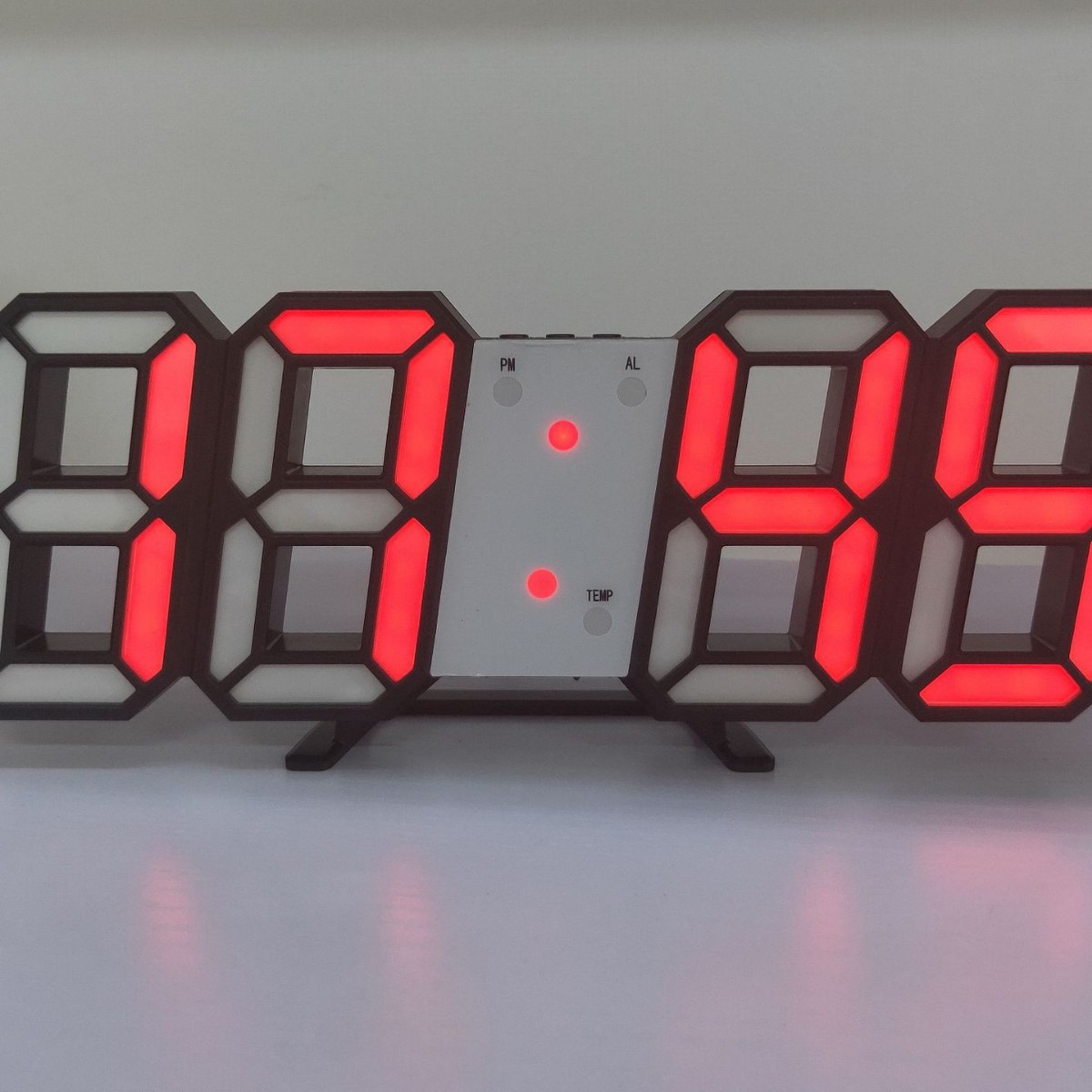 RGB colorful digital night-light alarm clock, living room LED 3D wall clock, desktop silent colorful electronic clock