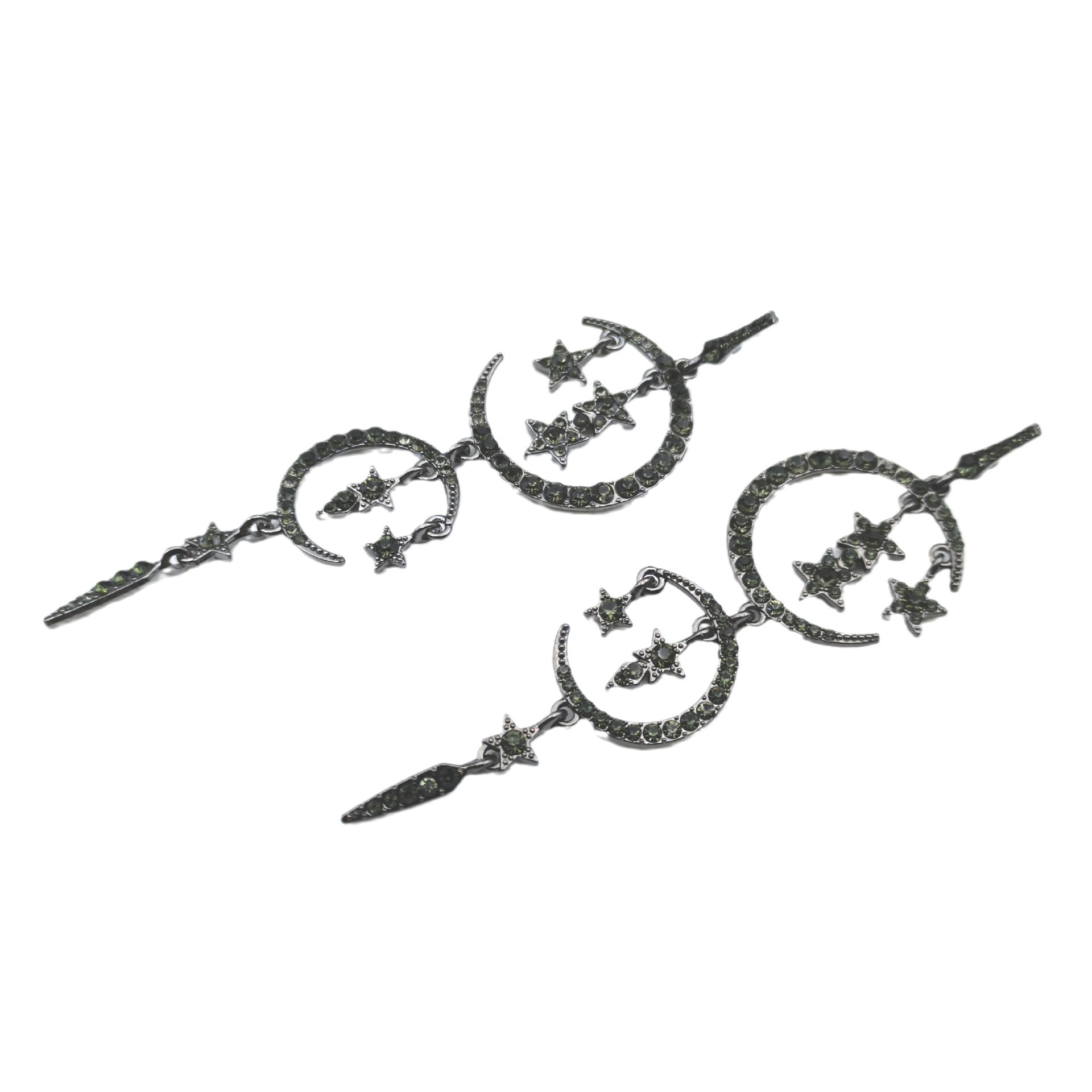 Star moon rhinestone long ear jewelry ear jewelry ship immediately
