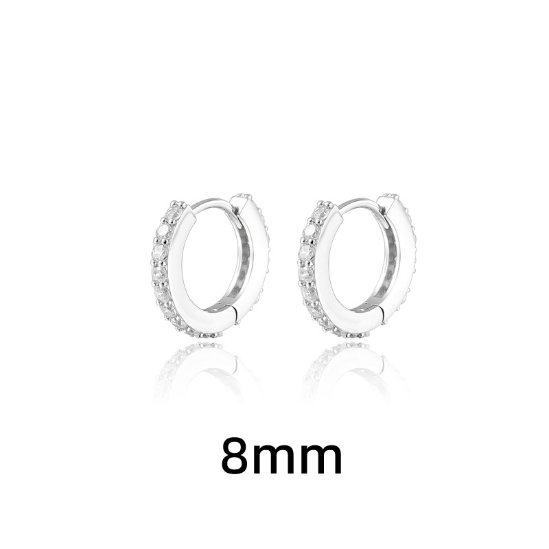 Full Diamond Zircon Ear Cuff Two-Tone Geometric Row Earring Stackable Zircon Circle Earring