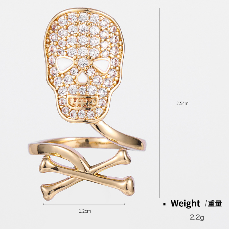 Kenjie copper gold-plated zircon nail ring for women hip-hop nail art fingertip ring geometric open adjustable