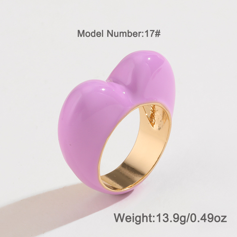 Kenjie Valentine's Day heart-shaped enamel ring original design colorful three-dimensional enamel ring