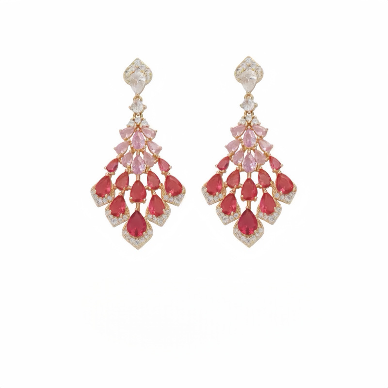 Waterdrop full rhinestone earrings women six-color long tassel ear drop new exquisite ear studs ear accessories