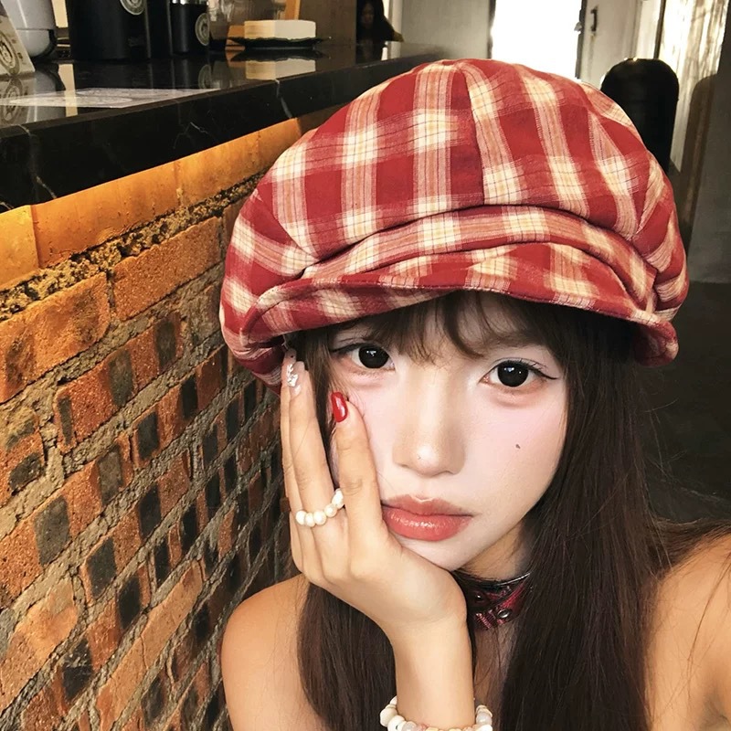 Rivet Forward Cap for Women, Spring/Autumn, Beret, Thin Sun Protection, Casual, Face Slimming