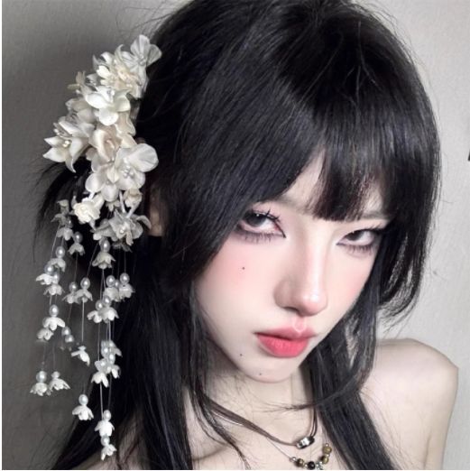 Super fairy lily of the valley tassel side hair clip women princess hair accessories 2025 new Hanfu flower headwear