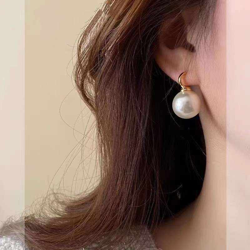 True Akoya Gray Pearl Earrings Women C-Shaped Hoop Ear Studs Ear Accessories
