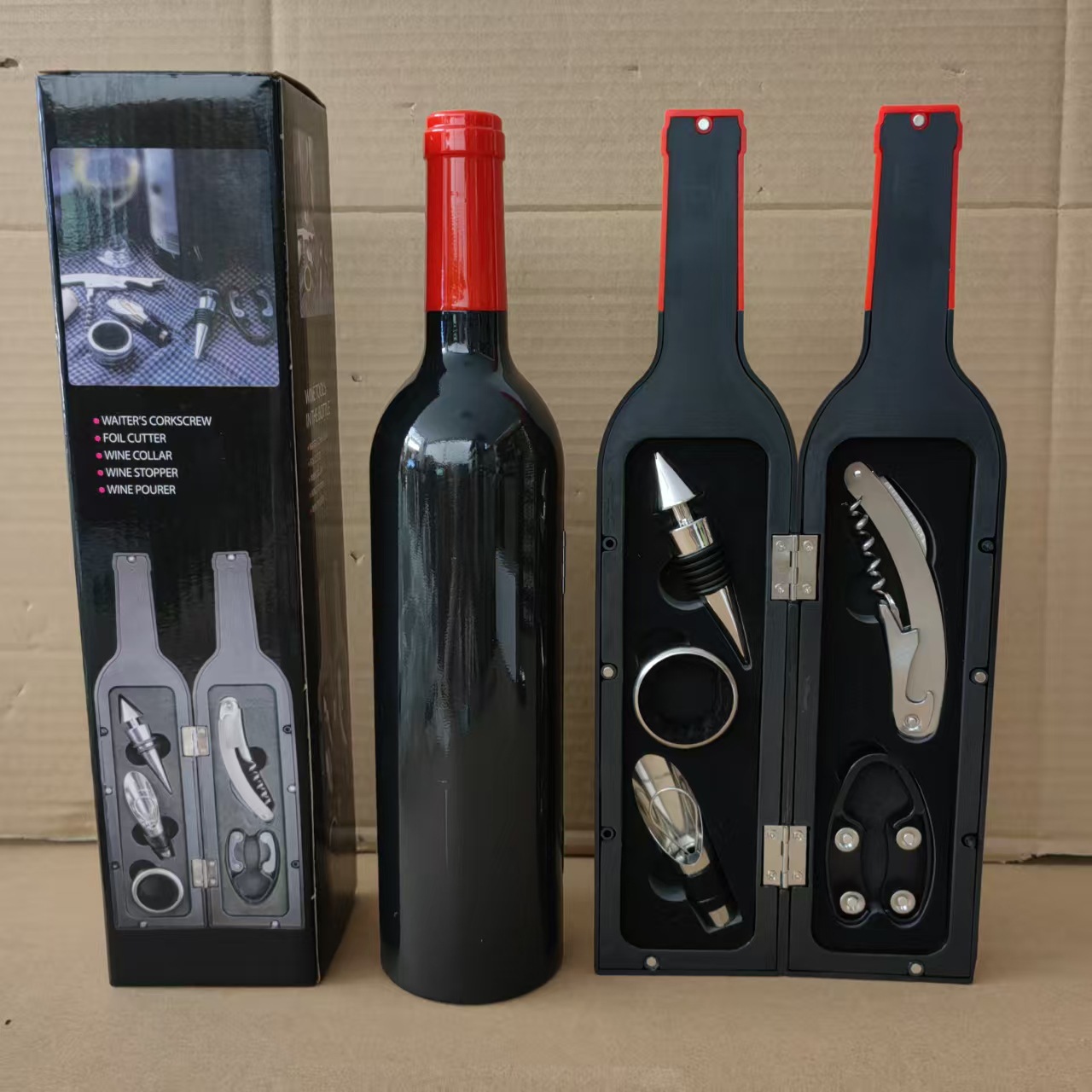 Red Wine Tool Red Head Matte Bright Large Wine Bottle Five-Piece Set Red Wine Tool Box Opener Wine